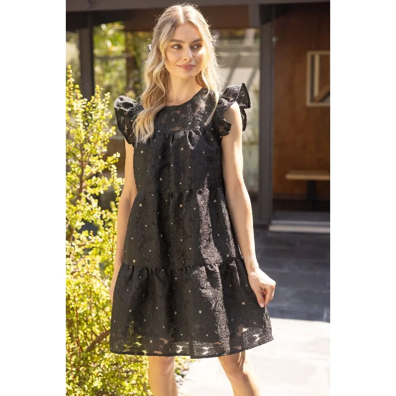Stylish Fashion At Unbeatable Prices – Shop Marlowe Gold Accent Burn Out Tiered VOY Dress-SALE