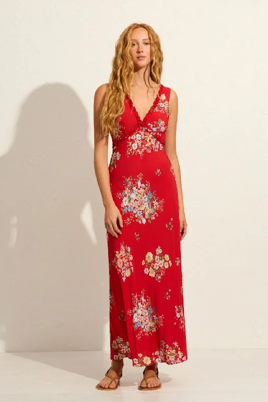 Stay Ahead In Style Yolanda Red Floral Maxi Dress