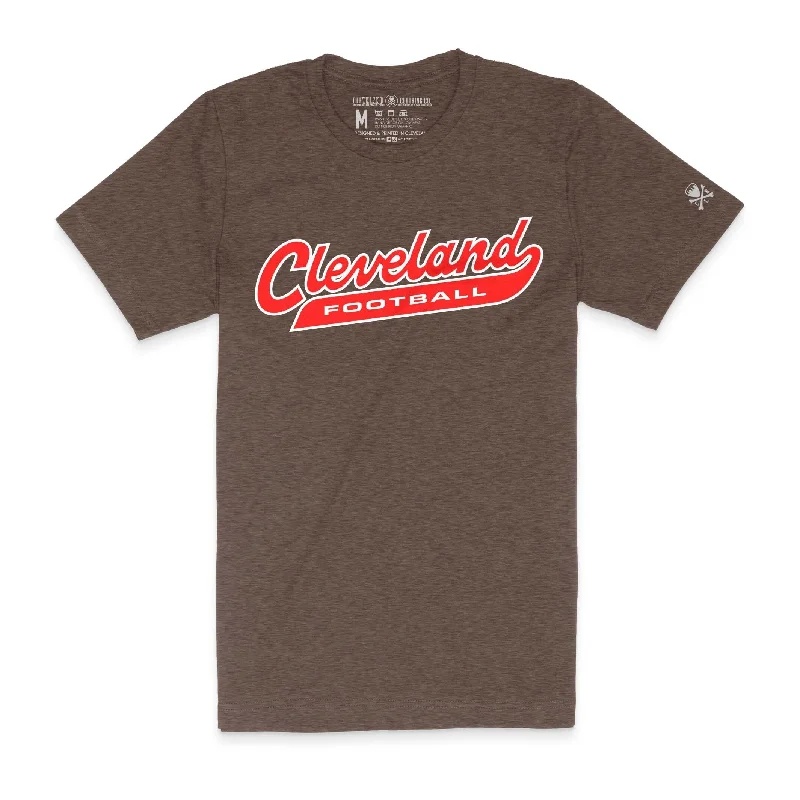 Seize Bargains Cleveland Football Script - Unisex Crew T-shirt - Heather Brown