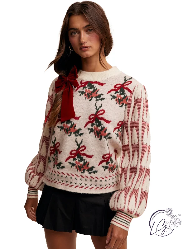 Women's Evening Apparel Bows and Roses Sweater