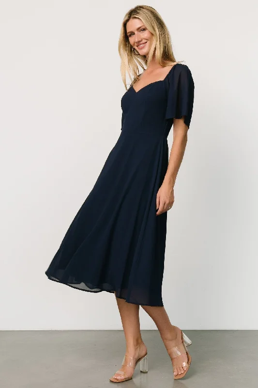 Women's Trendy Apparel Colette Sweetheart Midi Dress | Navy