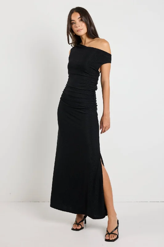 Forward Trendsetter Swift Black Shimmer Jersey Reversible Sleeveless Maxi Dress