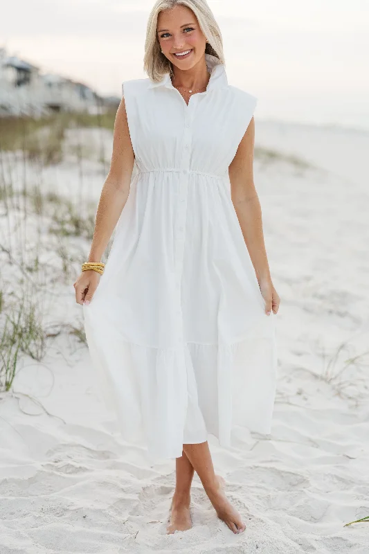 Seasonal Clearance In This Moment White Cotton Midi Dress