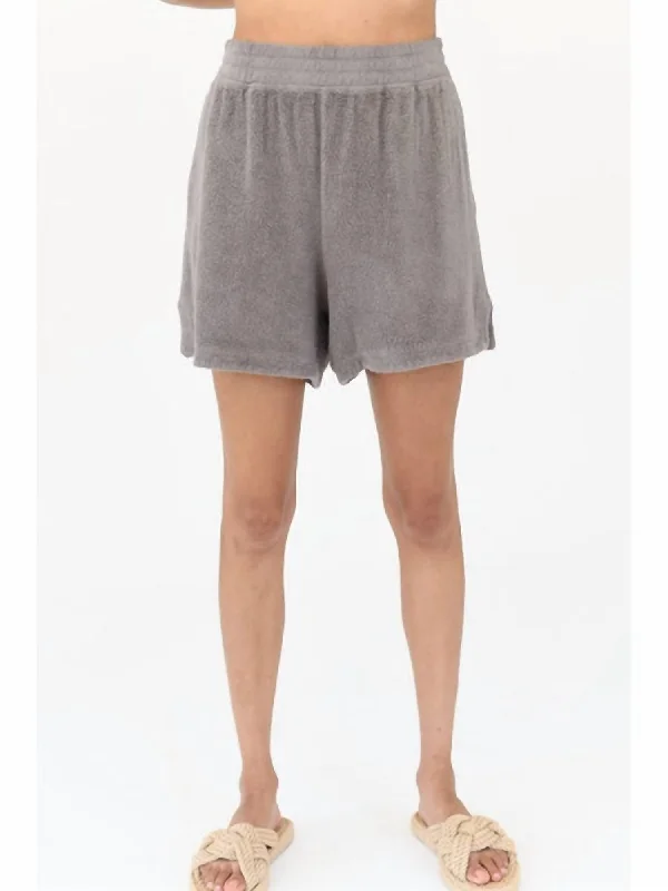 Athleisure Style Sale Sherpa Pull On Shorts In Walnut