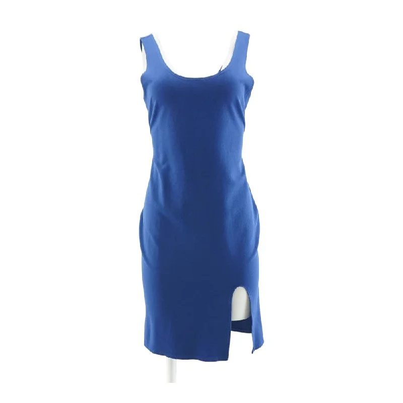 Luxury Women's Clothes Blue Solid Midi Dress