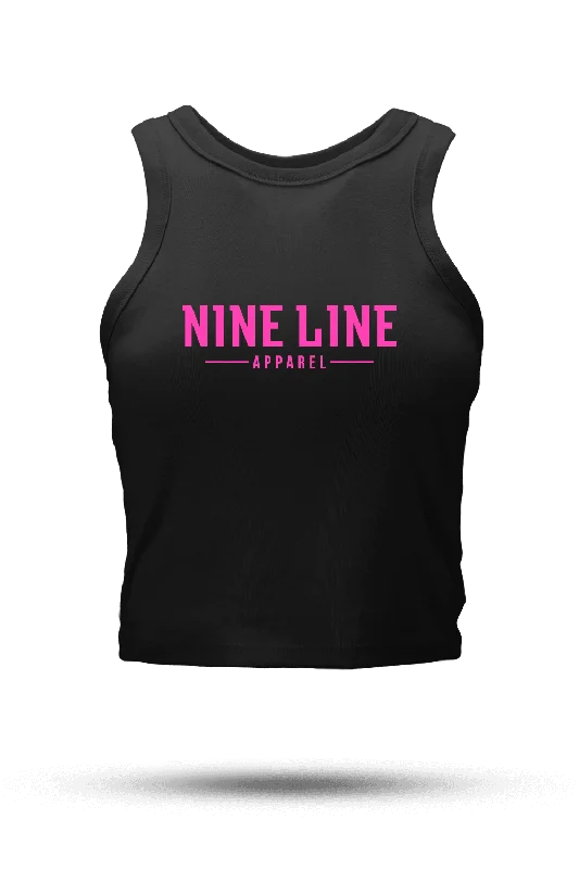 Women's Holiday Clothes Crop Tank - NLA Basic Pink Logo