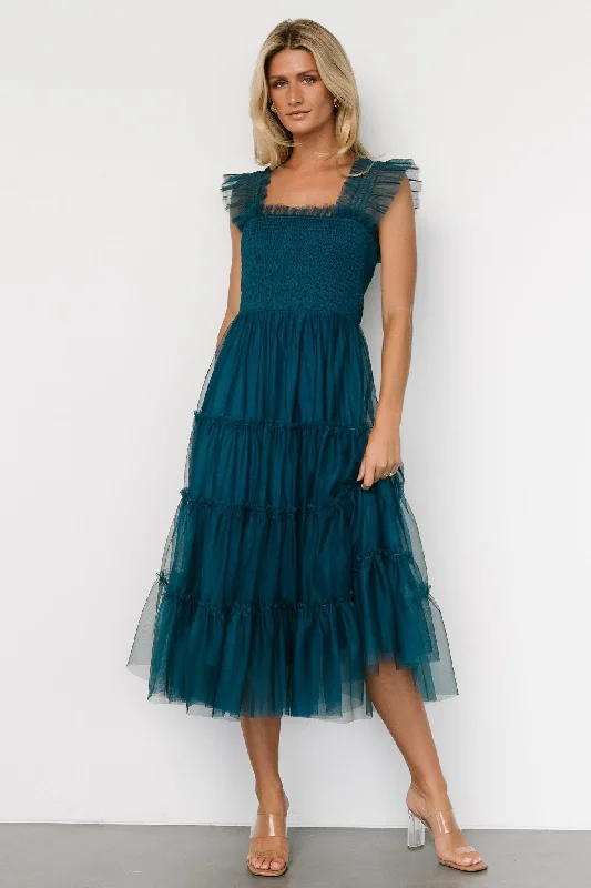 Snag Fabulous Fashion Bargains Emma Smocked Tulle Dress | Teal