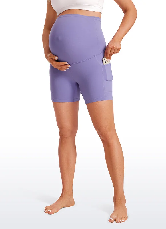 Women's Stylish Professional Apparel Butterluxe Maternity Pockets Shorts 5''- Super High Waist