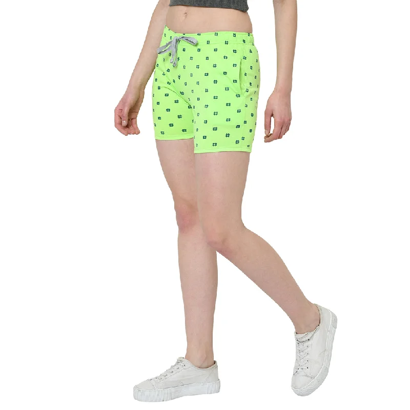 Unleash Your Trend Driven Style Mack Jonney Green Color Shorts For Women