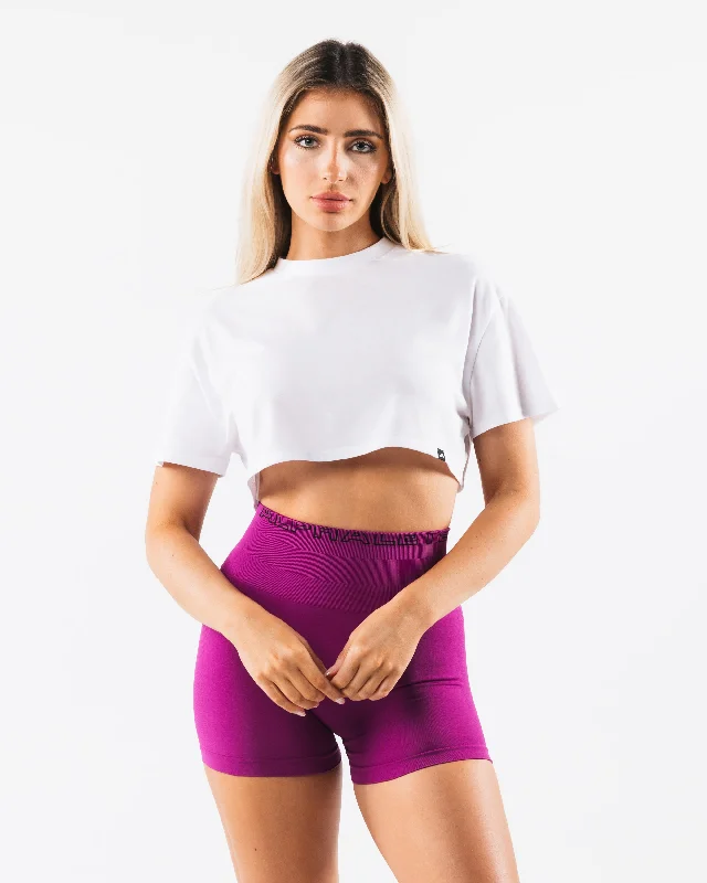 Vintage-Inspired Women's Clothes OT Oversized Crop Tee - White