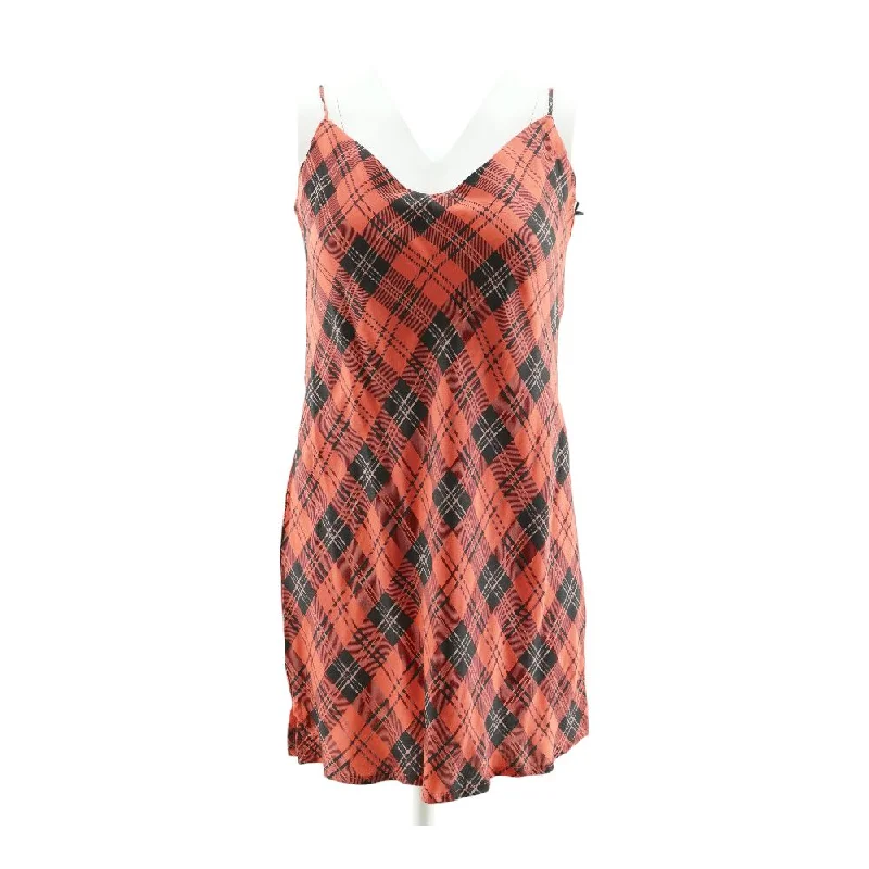 Limited Time Flash Sale Coral Plaid Mini Dress