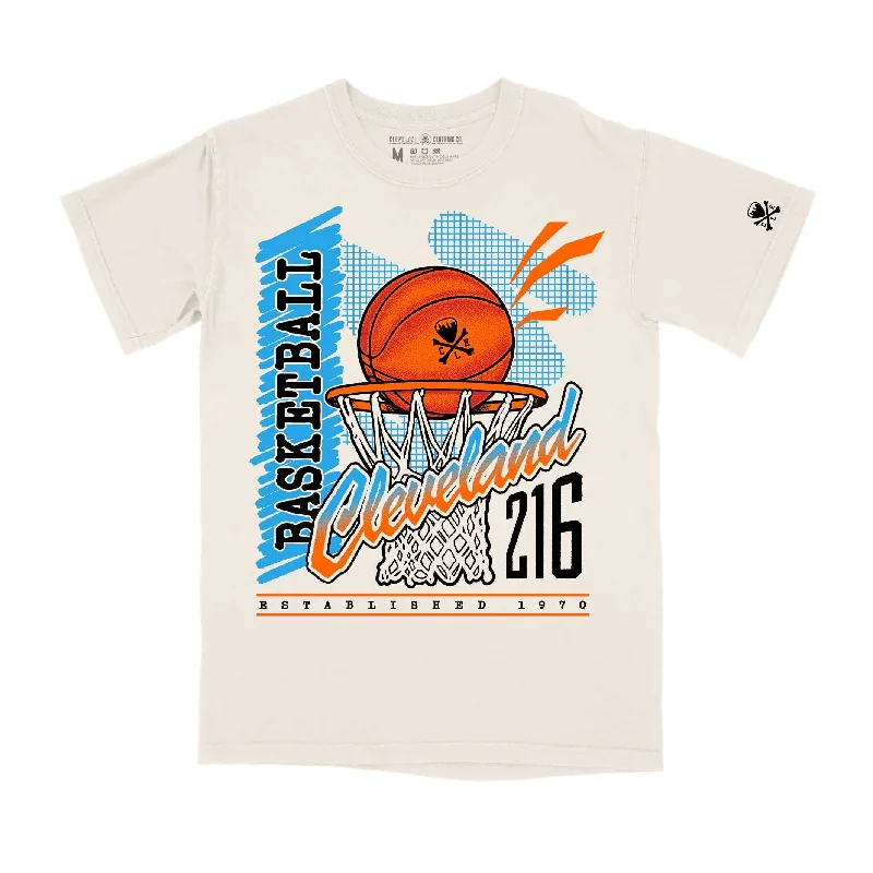 Urban Elegance Deals Cleveland Throwback Basketball - Unisex Crew T-Shirt - Ivory