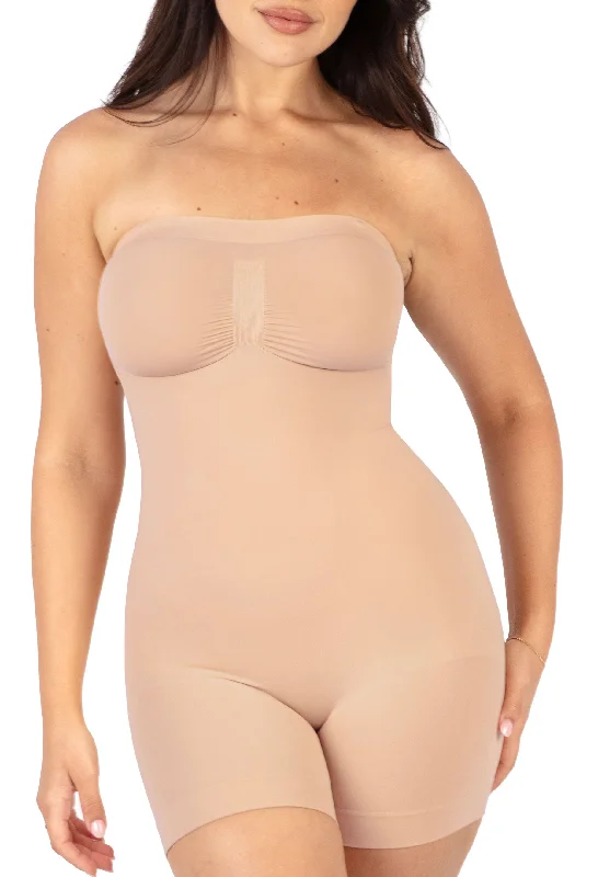 Women's Relaxed Clothes Shapewear Bodysuits Strapless Shorts | BodySleek