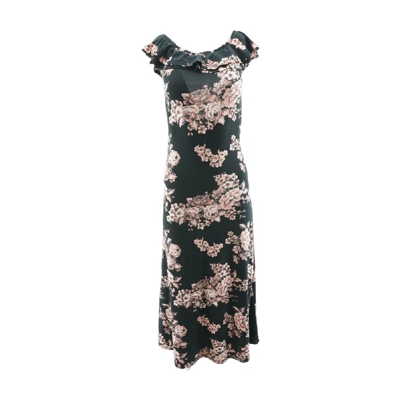 Comfortable Lounge Clothing Pink Floral Maxi Dress