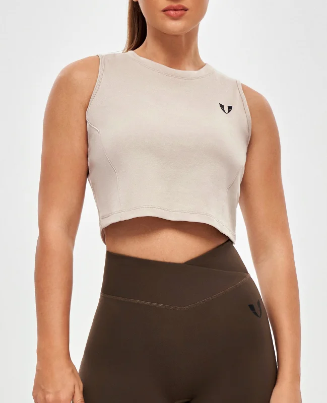 Affordable Trendy Fashion Athletic Crop Top - Beige