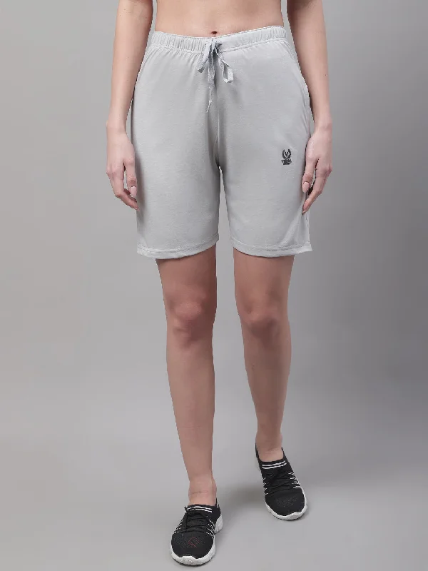 Timeless Elegance Sale Mack Jonney Light Grey Regular fit Cotton Shorts for Women