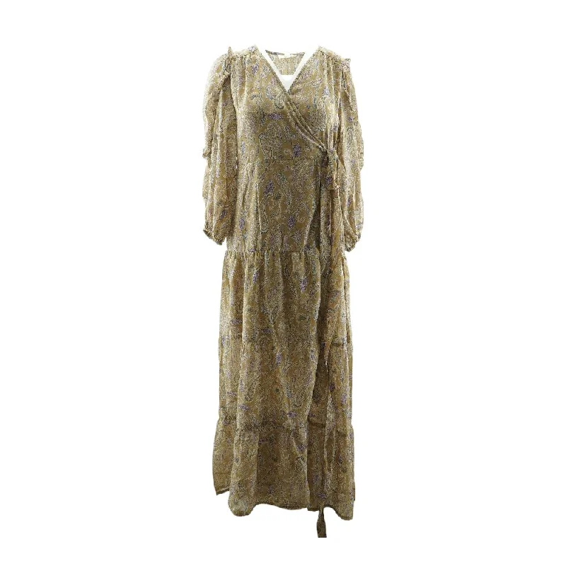 Women's Holiday Clothing Brown Paisley Maxi Dress