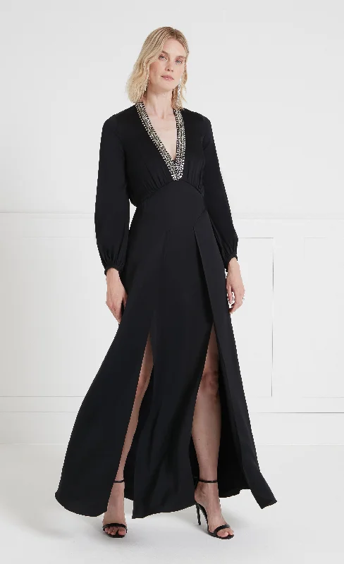 Women's Office Clothing Nina Sleeved Gown - Black