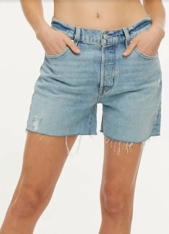 Limited Time Offers Raw Hem Denim Short In Blue