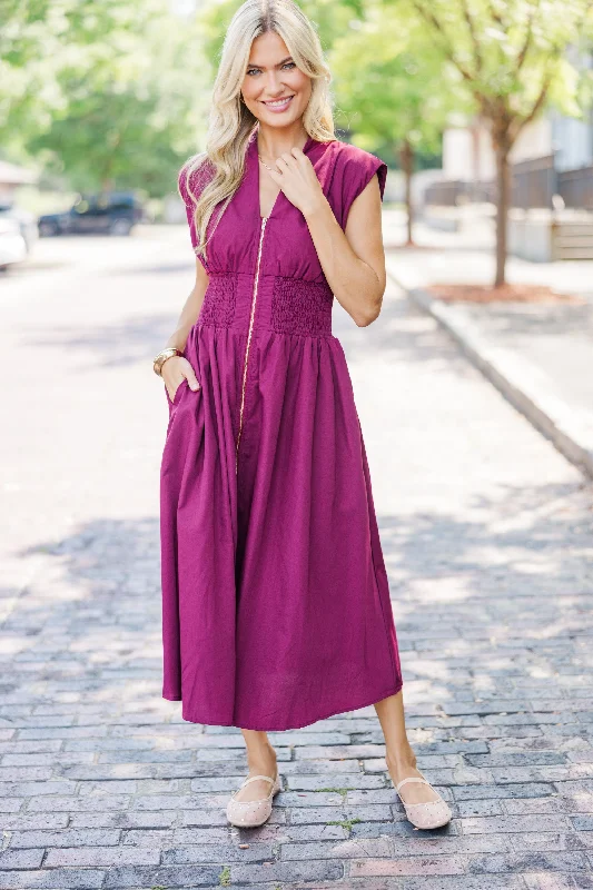 Low Price Special See You There Merlot Midi Dress