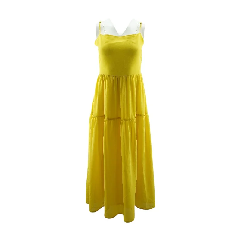 New In This Season Mustard Solid Maxi Dress