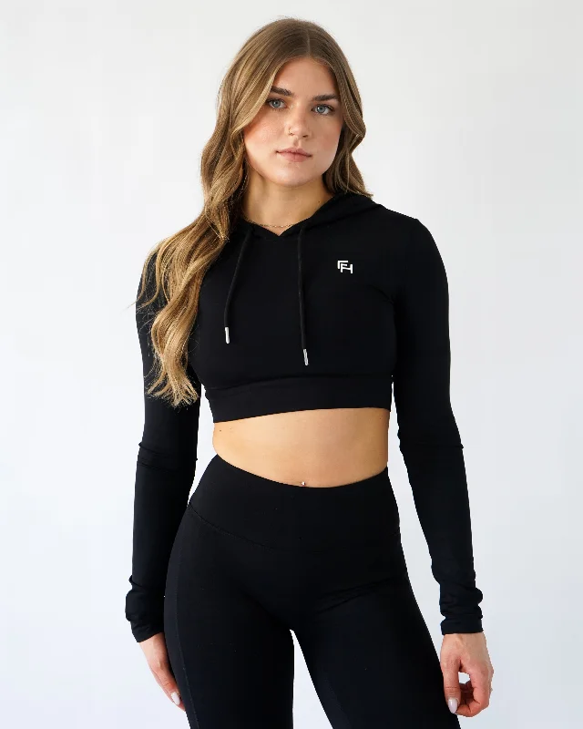 Limited Time Offers Define Crop Hoodie - Black