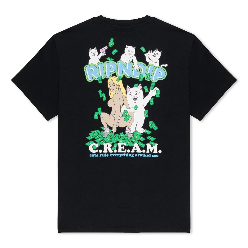 Women's Relaxed Outfit Club Cream Tee (Black)