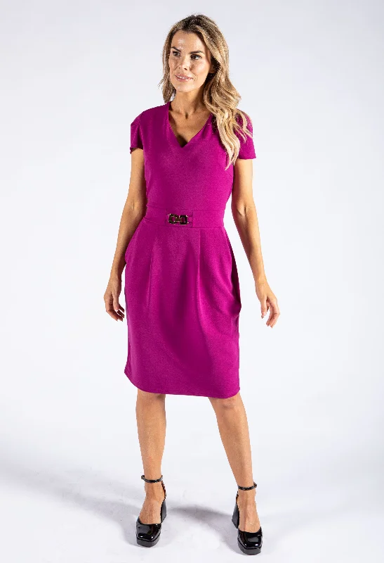 Crazy Discounts, Hurry Up Front Buckle Midi Dress