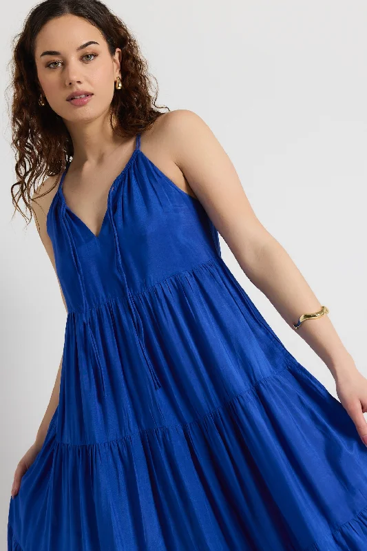 The Latest Trends Affair Royal Blue Strappy Tiered Maxi Dress