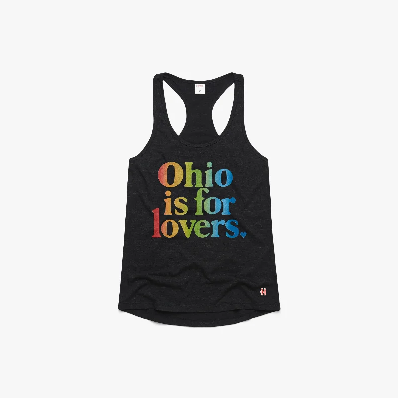 Discount Extravaganza Women's Ohio Is For Lovers Rainbow Racerback