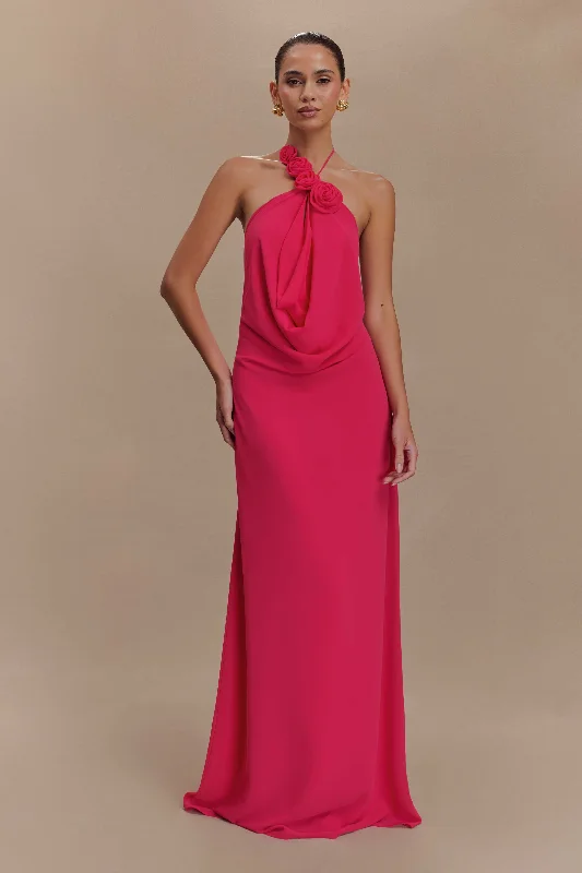 Women's Trendy Garments Rosalia Cowl Neck Maxi Dress - Raspberry