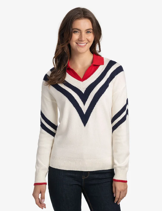 Women's Classic Outfit CHEVRON V-NECK SWEATER