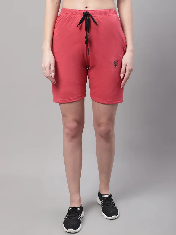 Everyday Elegance Sale Mack Jonney Pink Regular fit Cotton Shorts for Women