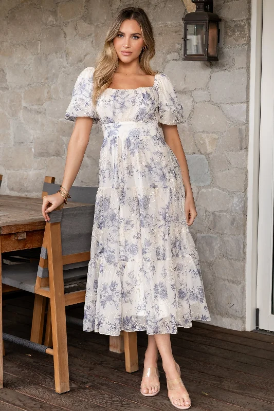 Women's Comfortable Garments Annabeth Midi Dress | Cream + Slate Floral