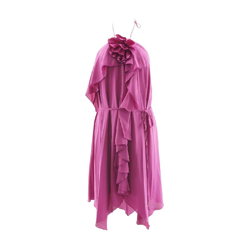 Women's Casual Wear Clothing Magenta Solid Midi Dress