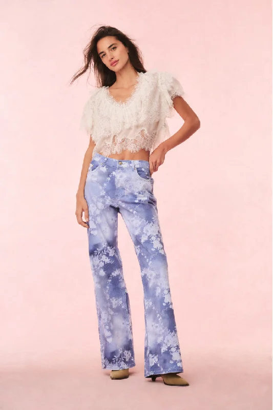 Timeless Women's Garments Dessa Floral Wide Leg Jeans