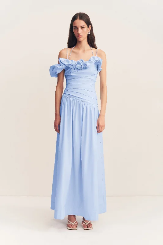 Women's Elegant Formal Outfit MAIORI BUBBLE SLEEVE MAXI DRESS - CORNFLOWER BLUE