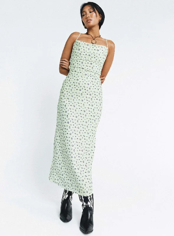 Women's Comfortable Lounge Outfit Malabar Maxi Dress Mint / Floral