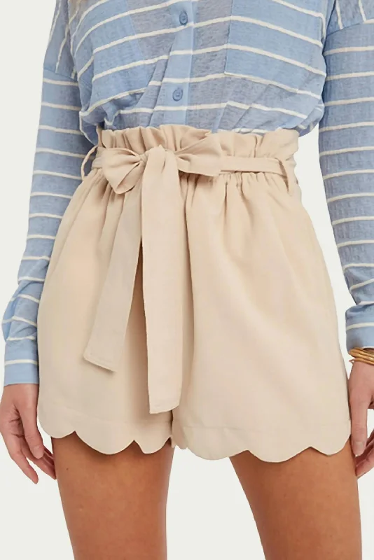 Buy More, Save More High-Waisted Scallop Trim Shorts In Ecru