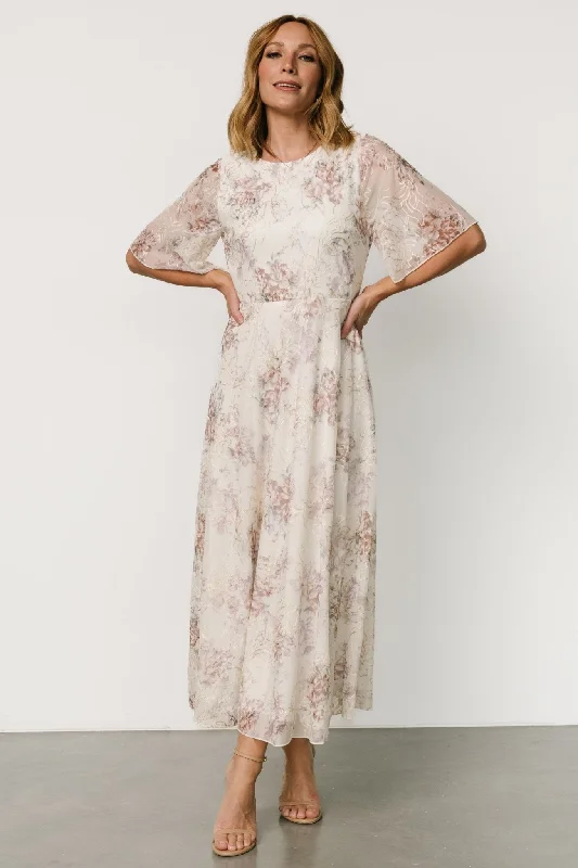 Women's Comfortable Lounge Garments Kathreen Midi Dress | Ivory Floral