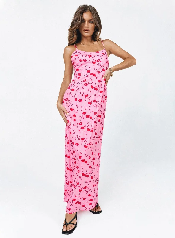 Women's Casual Attire Cherry Dream Maxi Dress Pink