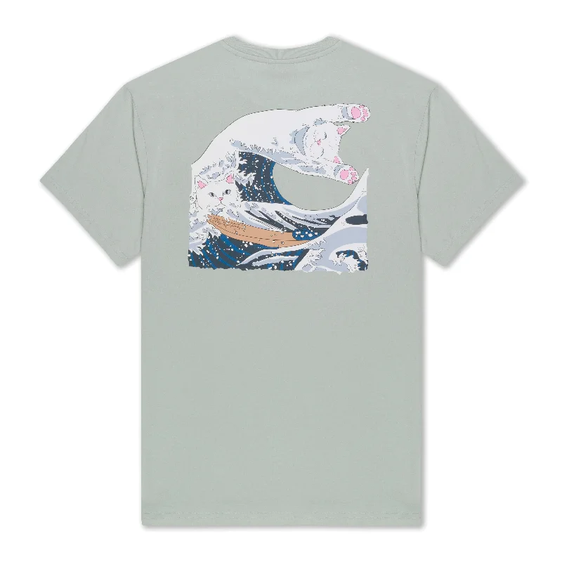 Polished Style Deals Great Wave Tee (Sage Grey)