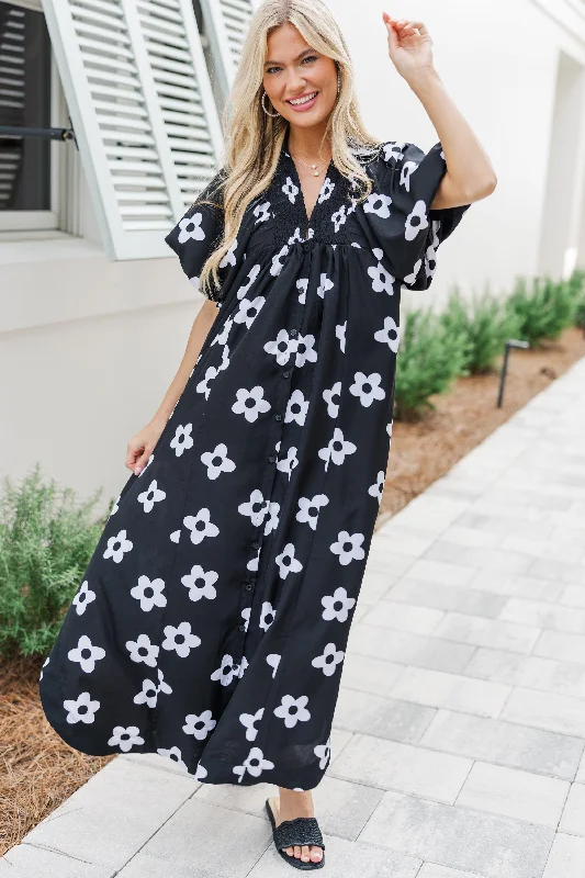 Hot Brand Discounts Let's Get Lost Black Floral Maxi Dress