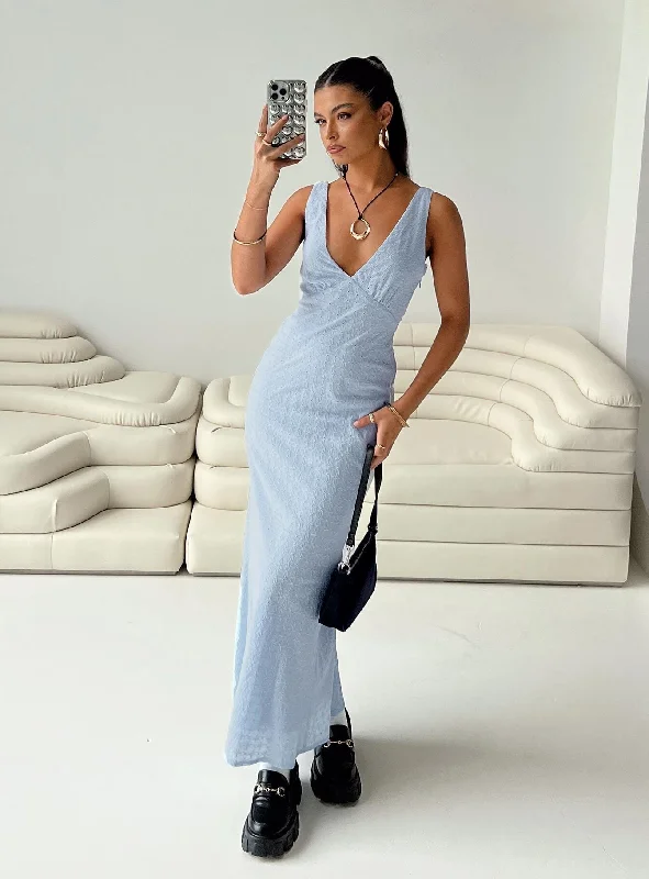 Sustainable Fashion Clothing For Women Nellie Anglaise Maxi Dress Blue