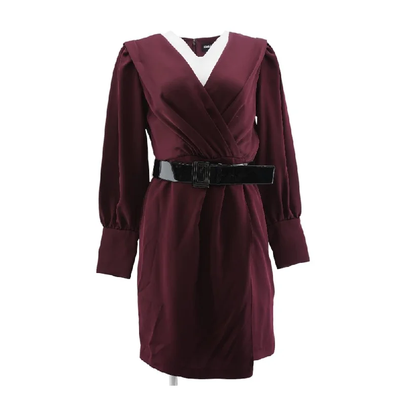 Unbeatable Deals Maroon Solid Midi Dress