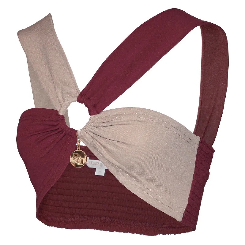 Spring Offer Emerson Street Women's Stacked FSU Charm Color Block Strap Bandeau - Garnet/Gold