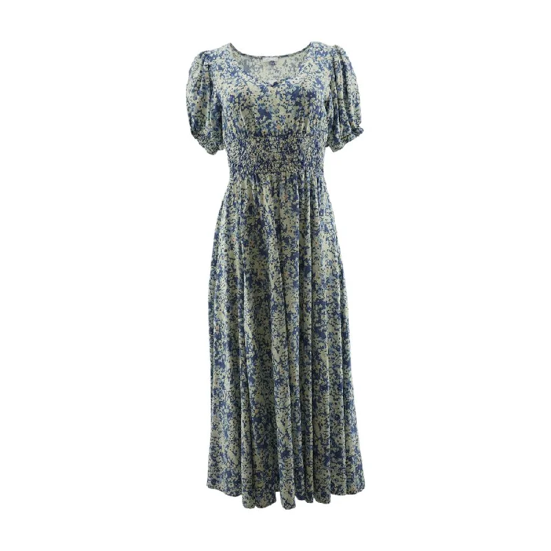 Flirty Fashion Discounts Blue Floral Midi Dress