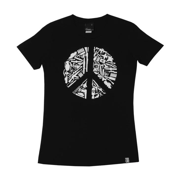 Vintage-Modern Style Offers Womens True No Peace T-Shirt Black