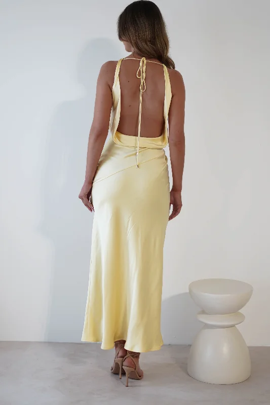 Catch Every Fashion Trend Leah Cowl Neckline Maxi Dress | Yellow