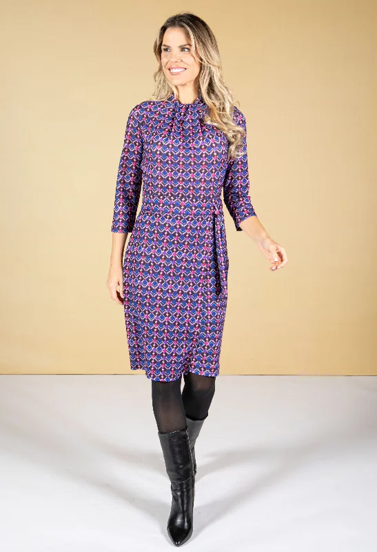 Elegant Clothing For Women Geo Print High Neck Dress